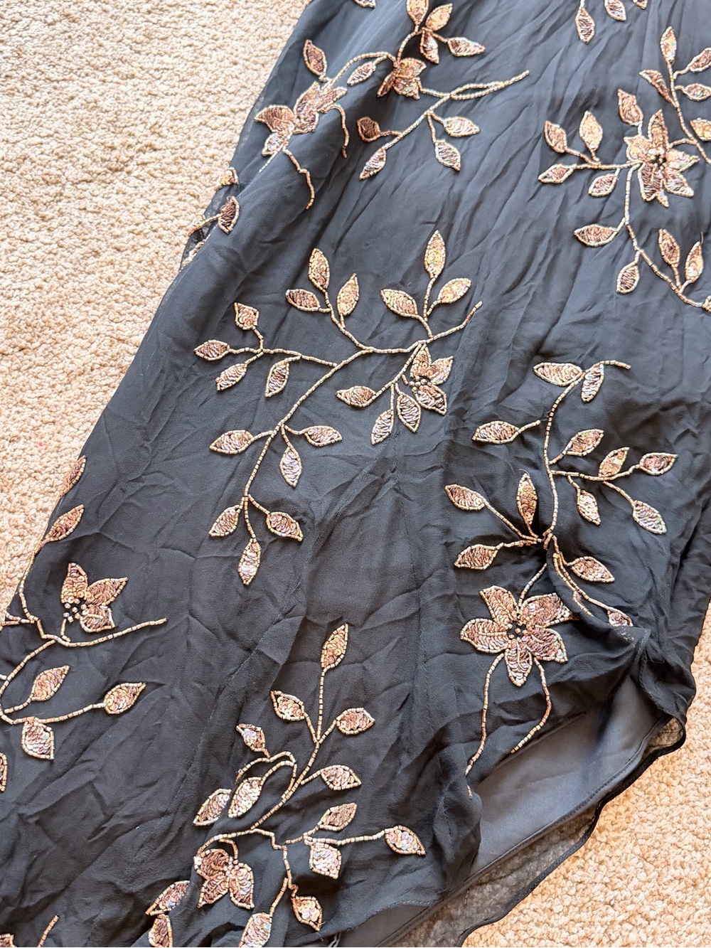 Vintage Y2K CACHE Black Floral Embroidered Halter Slip Dress - Picture 2 of 6